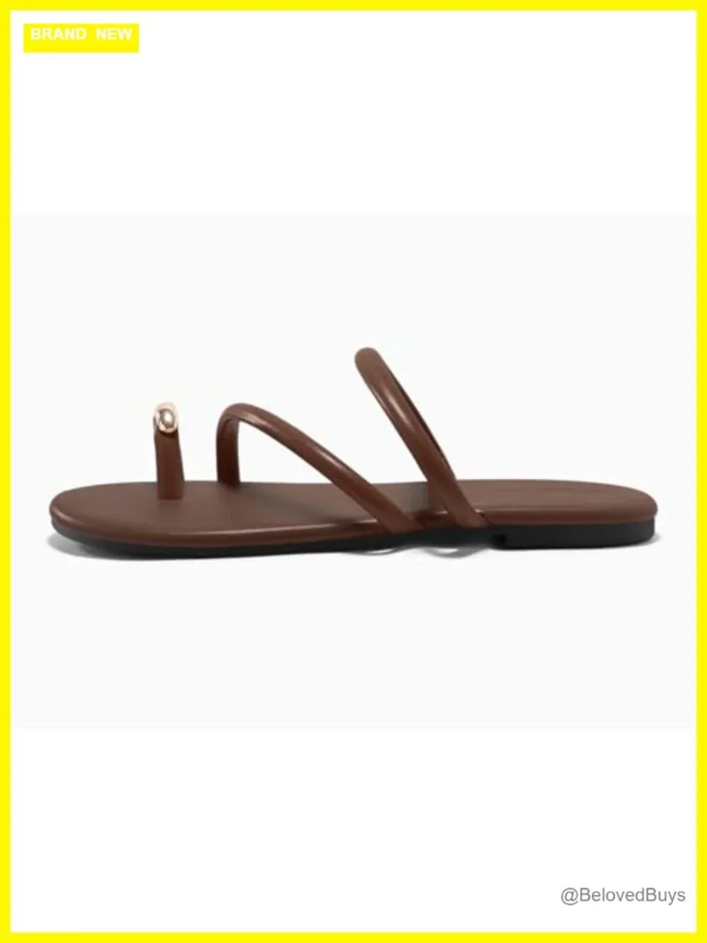 Strappy Flat Sandals Open Square Toe Slip On Summer Shoes Faux Leather